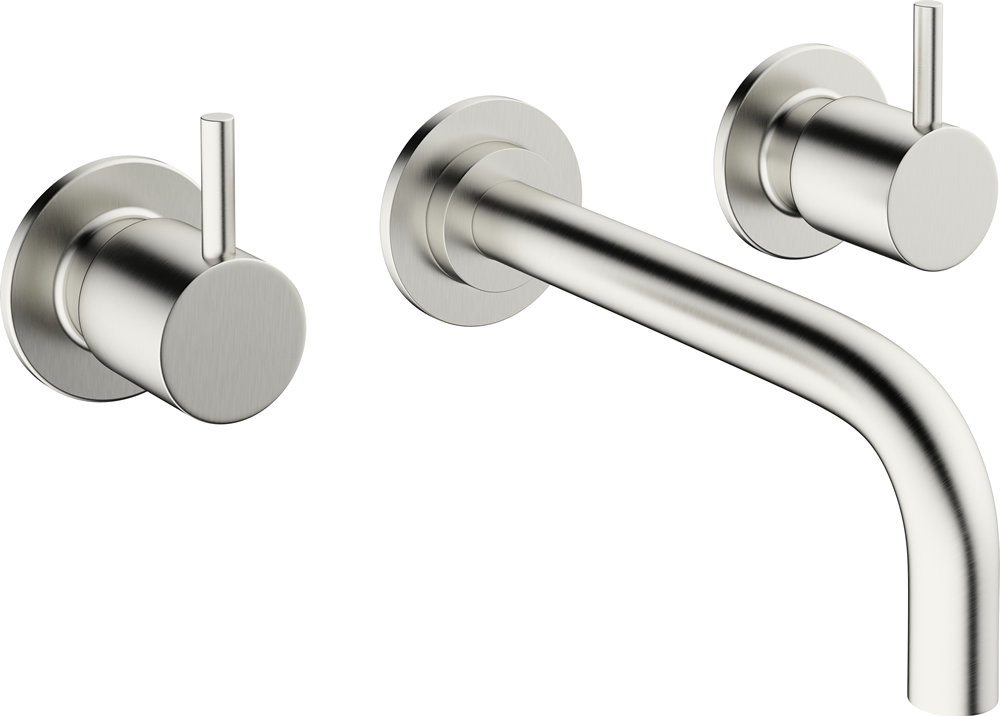 Mike Pro basin 3 hole set Brushed Stainless Steel Effect