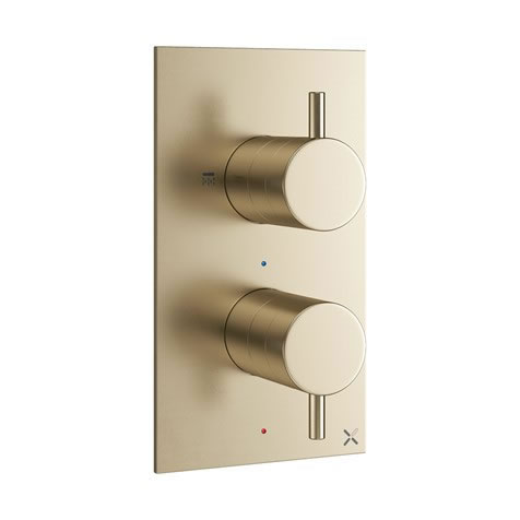 Mike Pro thermostatic shower valve with 2 way diverter Brushed brass