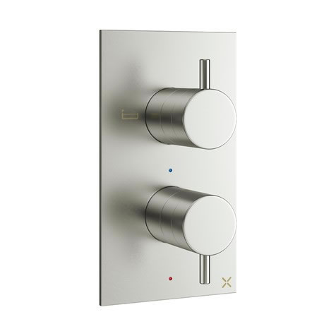Mike Pro thermostatic shower valve with 2 way diverter Brushed stainless steel effect