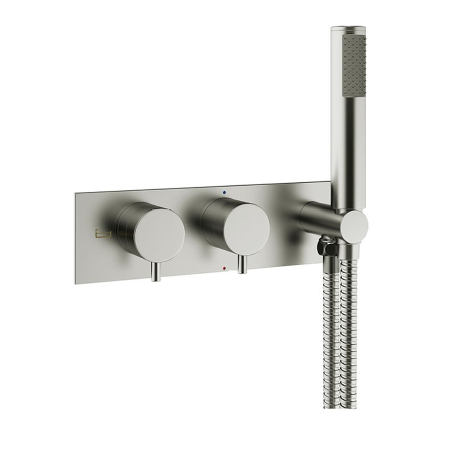 MPRO Thermostatic Shower Valve with 2 Way Diverter & Handset Brushed Stainless Steel Effect