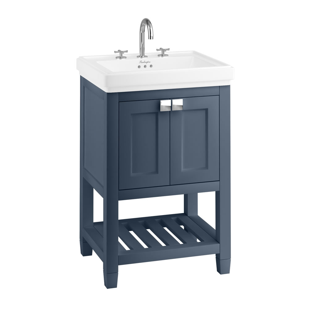 Riviera 580mm Vanity Unit with Riviera 580mm Square Basin - blue