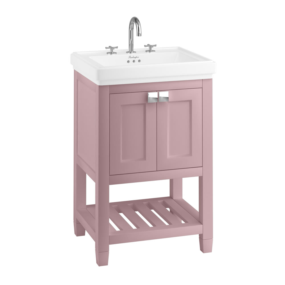 Riviera 580mm Vanity Unit with Riviera 580mm Square Basin - pink
