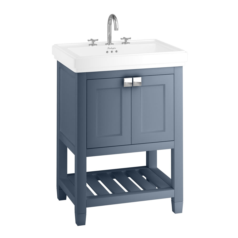 Riviera 650mm Vanity Unit with Riviera 650mm Square Basin - blue