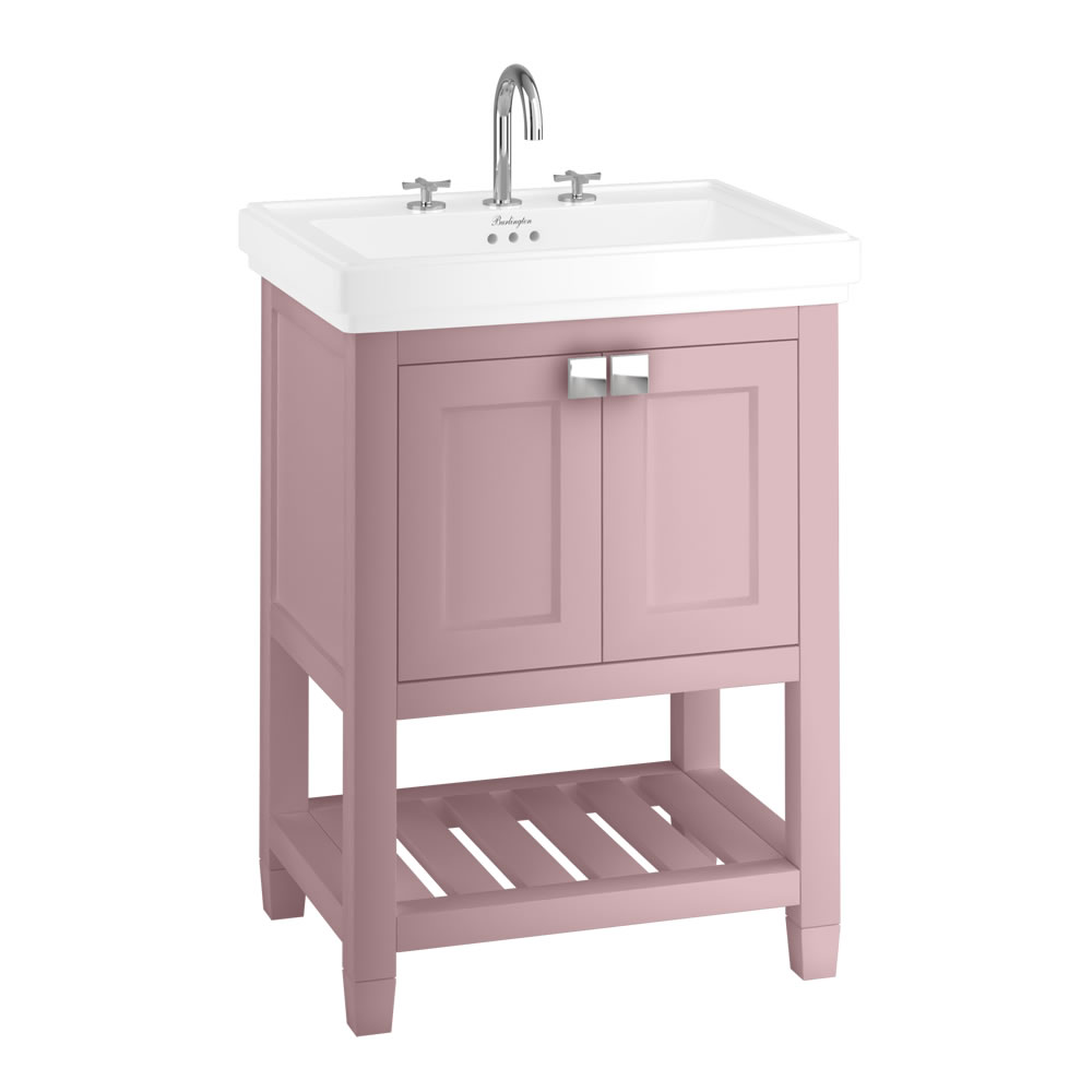 Riviera 650mm Vanity Unit with Riviera 650mm Square Basin - pink