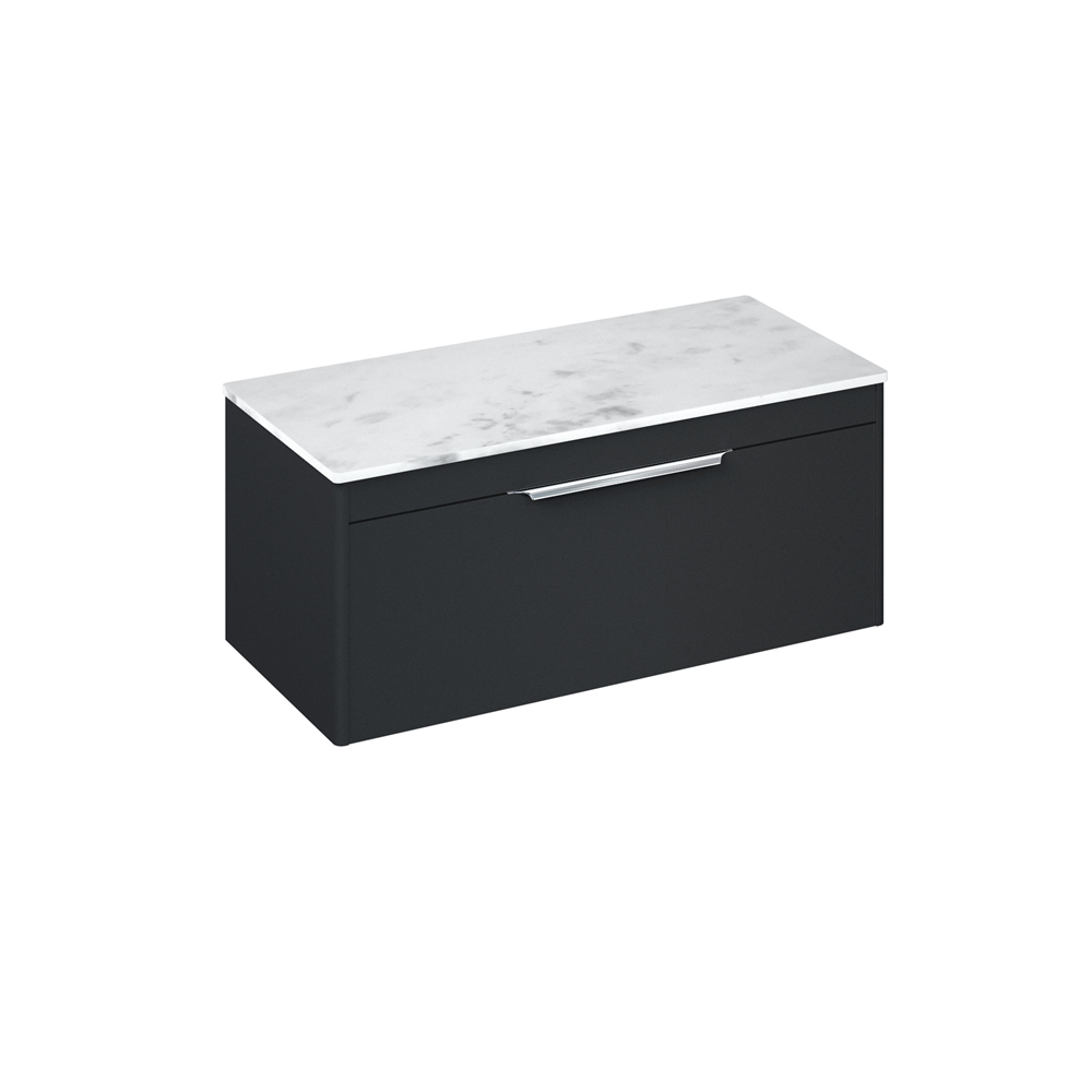 Shoreditch 100cm single drawer Matt Grey with Carrara White Worktop