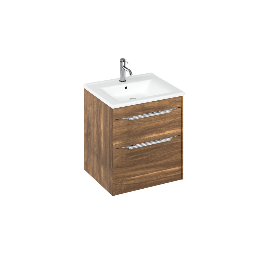 Shoreditch 550mm Double Drawer Caramel and basin