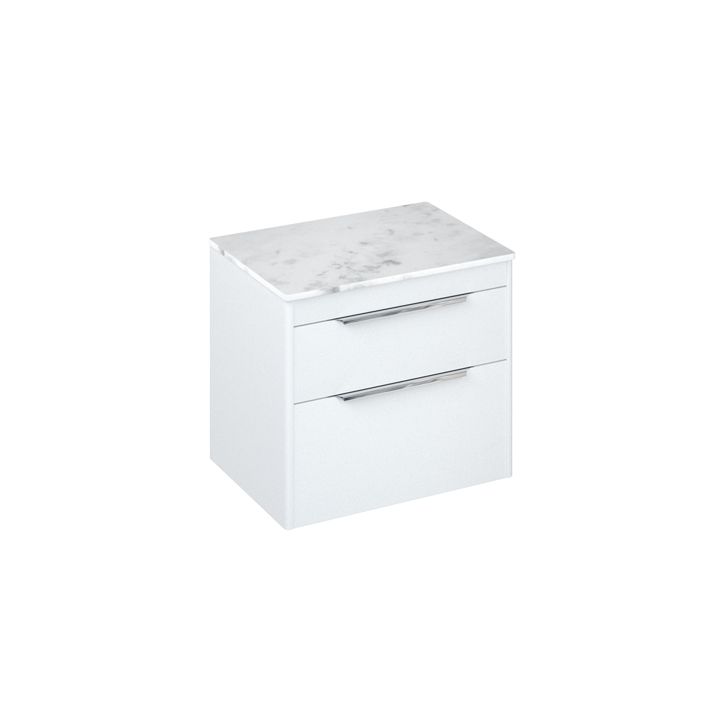 Shoreditch 65cm double drawer Matt White With Worktop