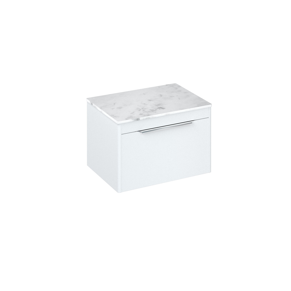 Shoreditch 65cm single drawer Matt White with Carrara White Worktop
