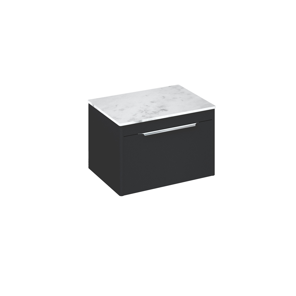Shoreditch 65cm single drawer Matt Grey with Carrara White Worktop