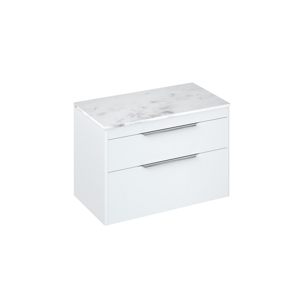 Shoreditch 85cm double drawer Matt White with Carrara White Worktop