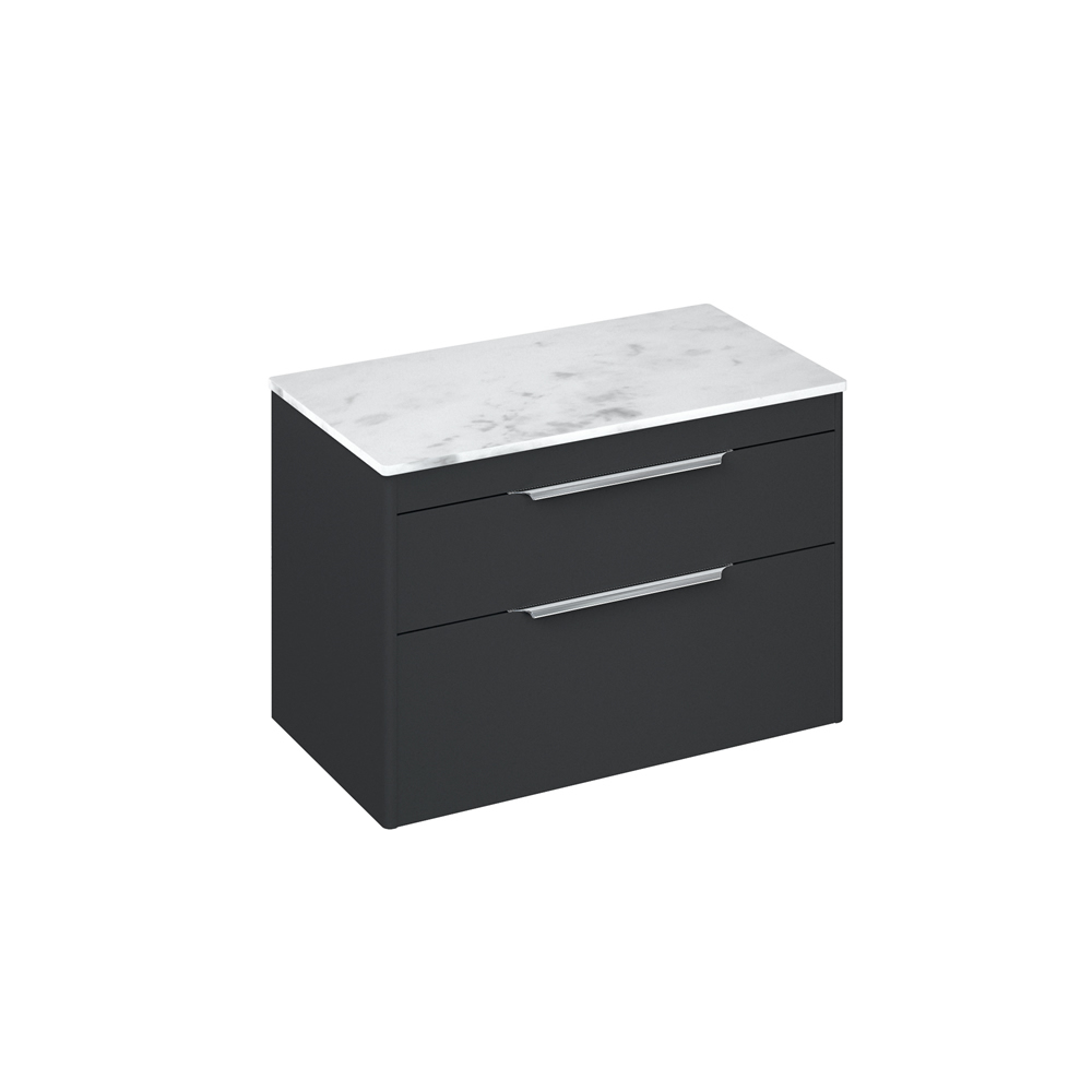 Shoreditch 85cm double drawer Matt Grey with Carrara White Worktop