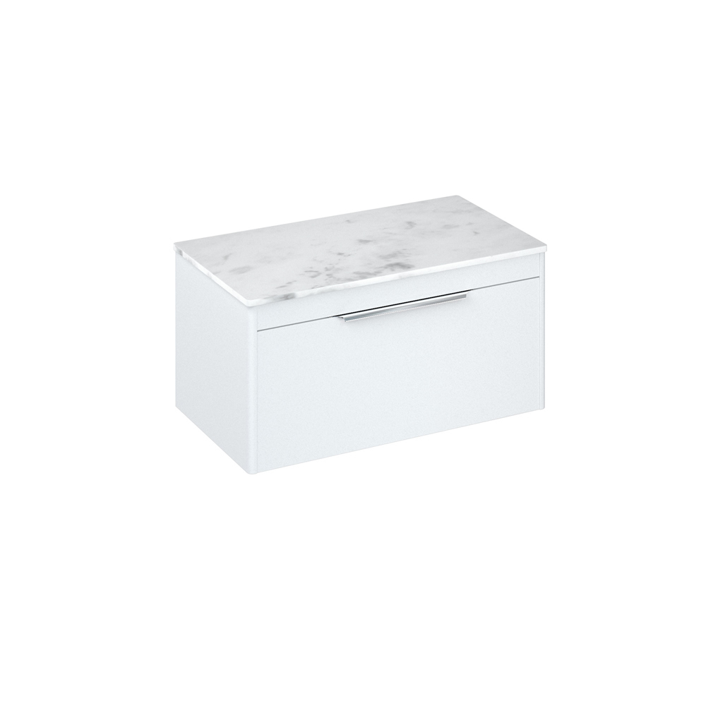 Shoreditch 85cm single drawer Matt White with Carrara White Worktop