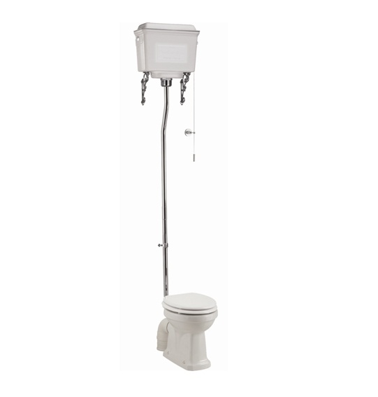 Standard high level WC with dual flush white aluminium cistern