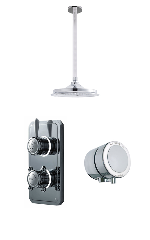 Classic 1910 dual outlet bath shower set with ceiling arm  - high pressure