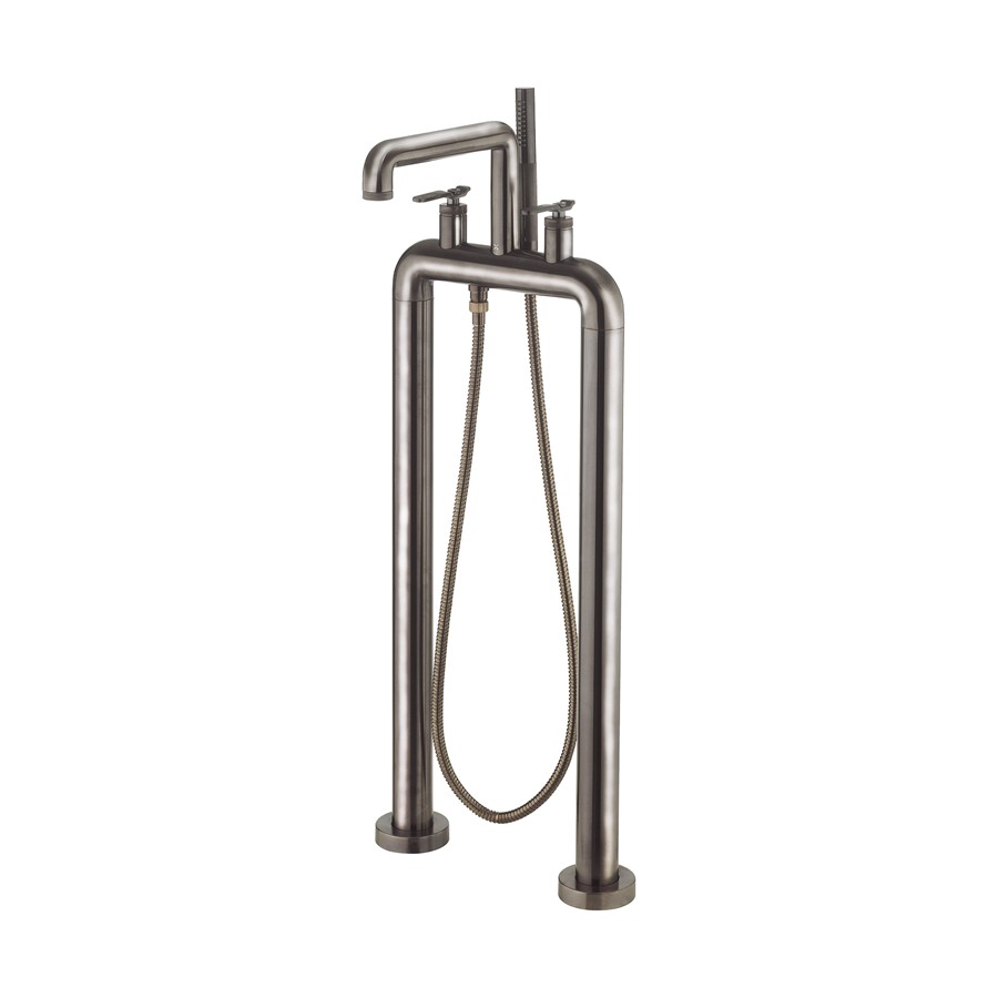 UNION Free Standing Bath Filler & Shower Kit Levers - Brushed Black Chrome