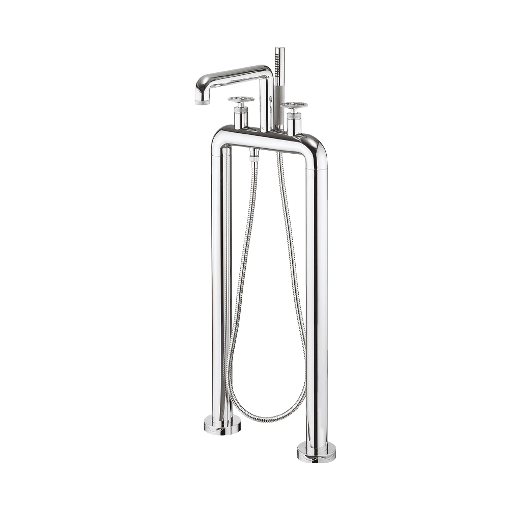 UNION Free Standing Bath Filler & Shower Kit Wheel - Chrome