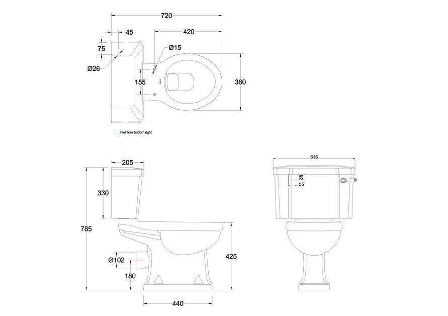 Rimless Close Coupled Pan with cistern | BB Whitebook