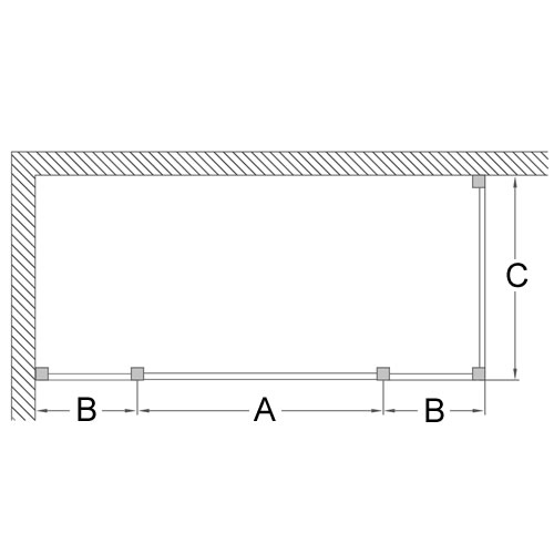 Hinged door 80cm, 2 x in-line panel 30cm & side panel 80cm