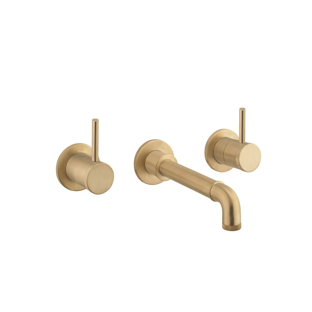 MPRO Industrial Basin 3 Hole Wall Set - Unlacquered Brushed Brass