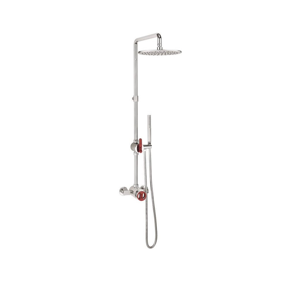 UNION Multifunction Thermostatic Shower Valve Chrome Red Handles