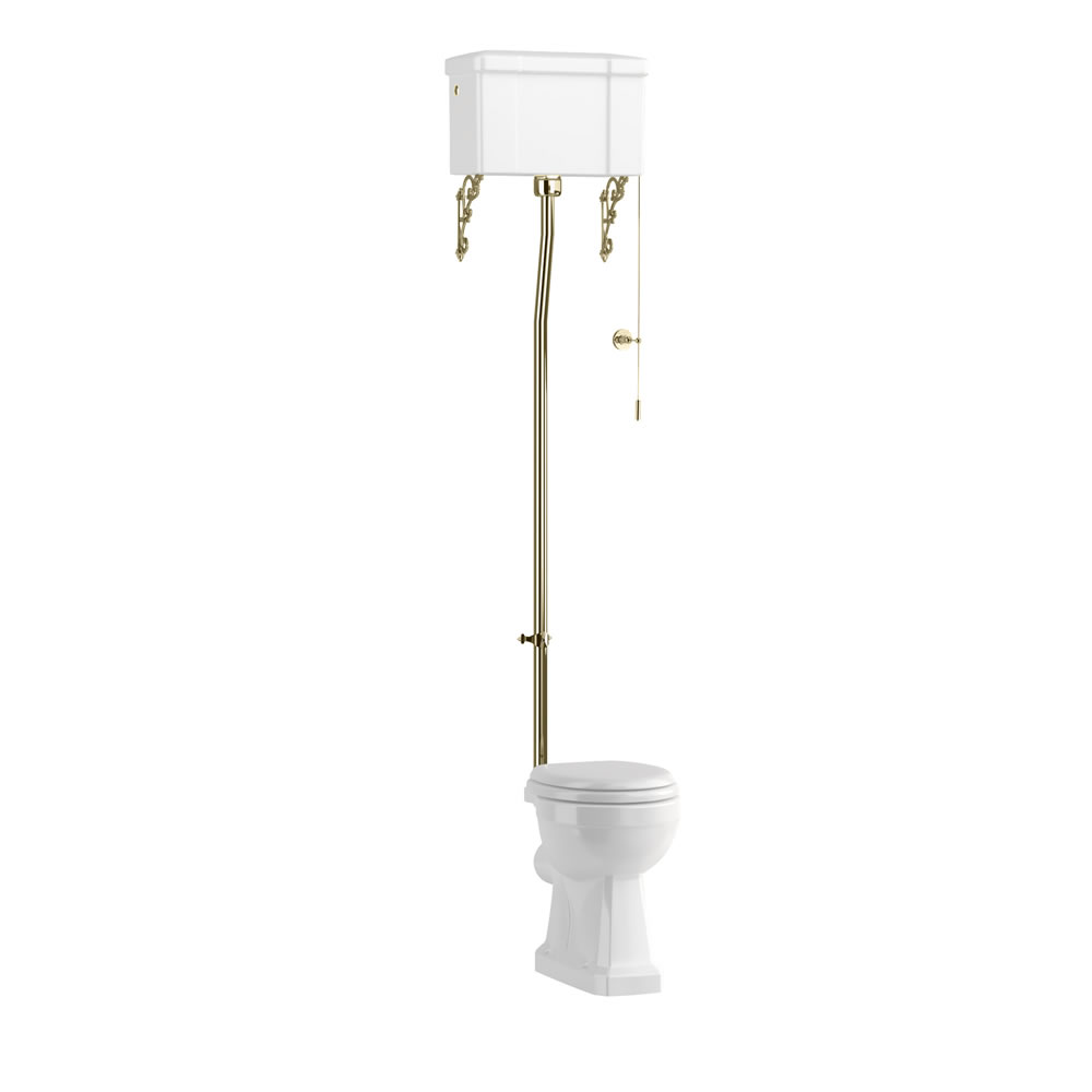 Standard high level WC with dual flush ceramic cistern - GOLD
