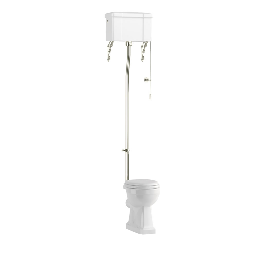 Standard high level WC with dual flush ceramic cistern - NICKEL