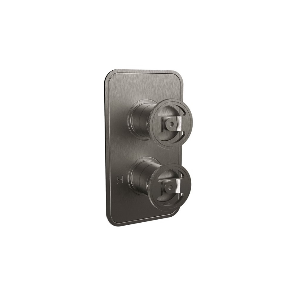 UNION Thermostatic Shower Valve with 2 Way Diverter Multi-flow Wheel Control - Brushed Black Chrome
