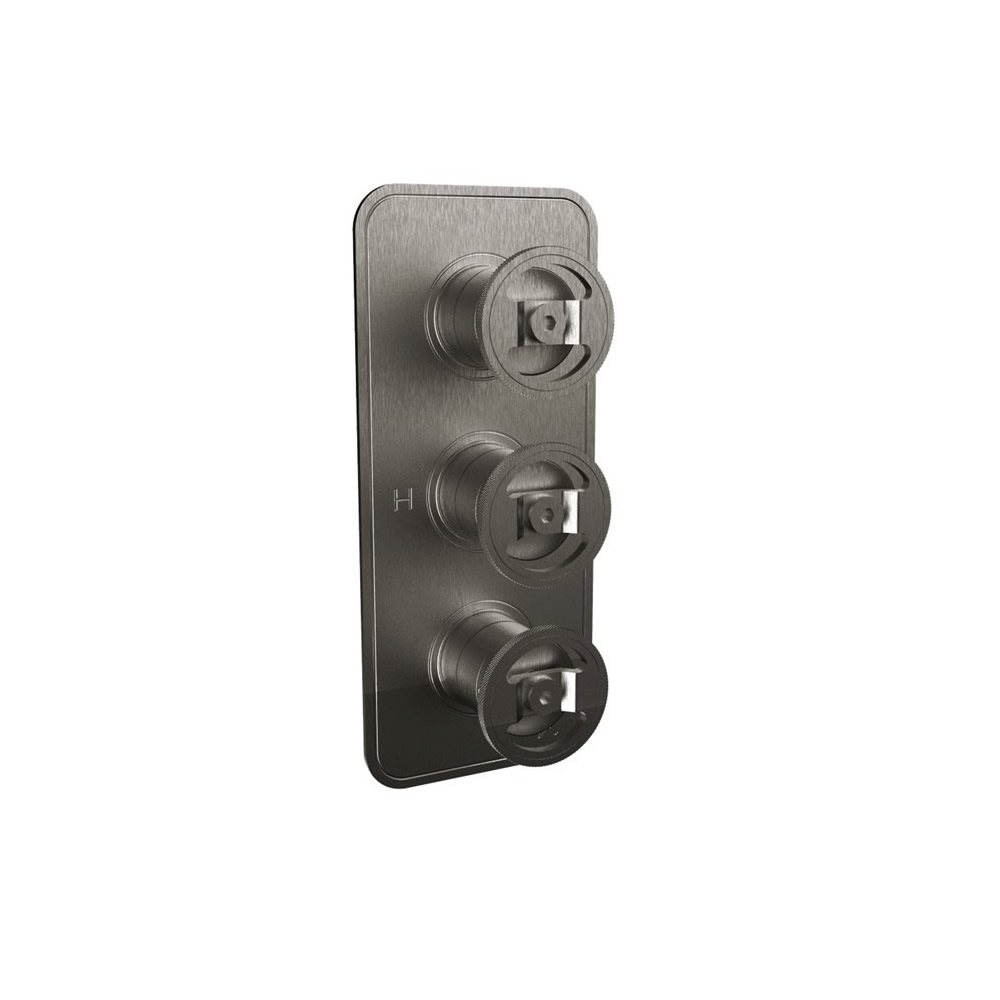 UNION Thermostatic Shower Valve with 2 Way Diverter Wheel Control - Brushed Black Chrome