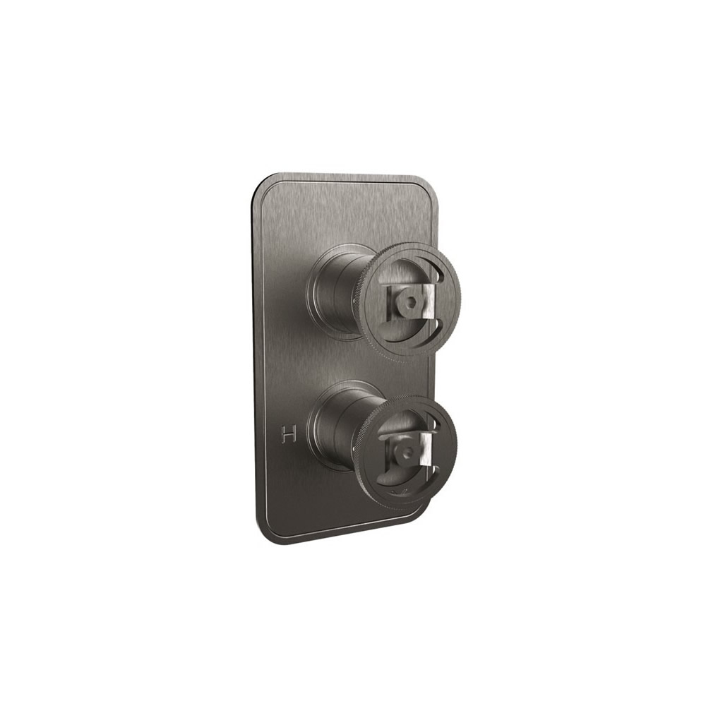 UNION Thermostatic Shower Valve with 3 Way Diverter Wheel Control - Brushed Black Chrome