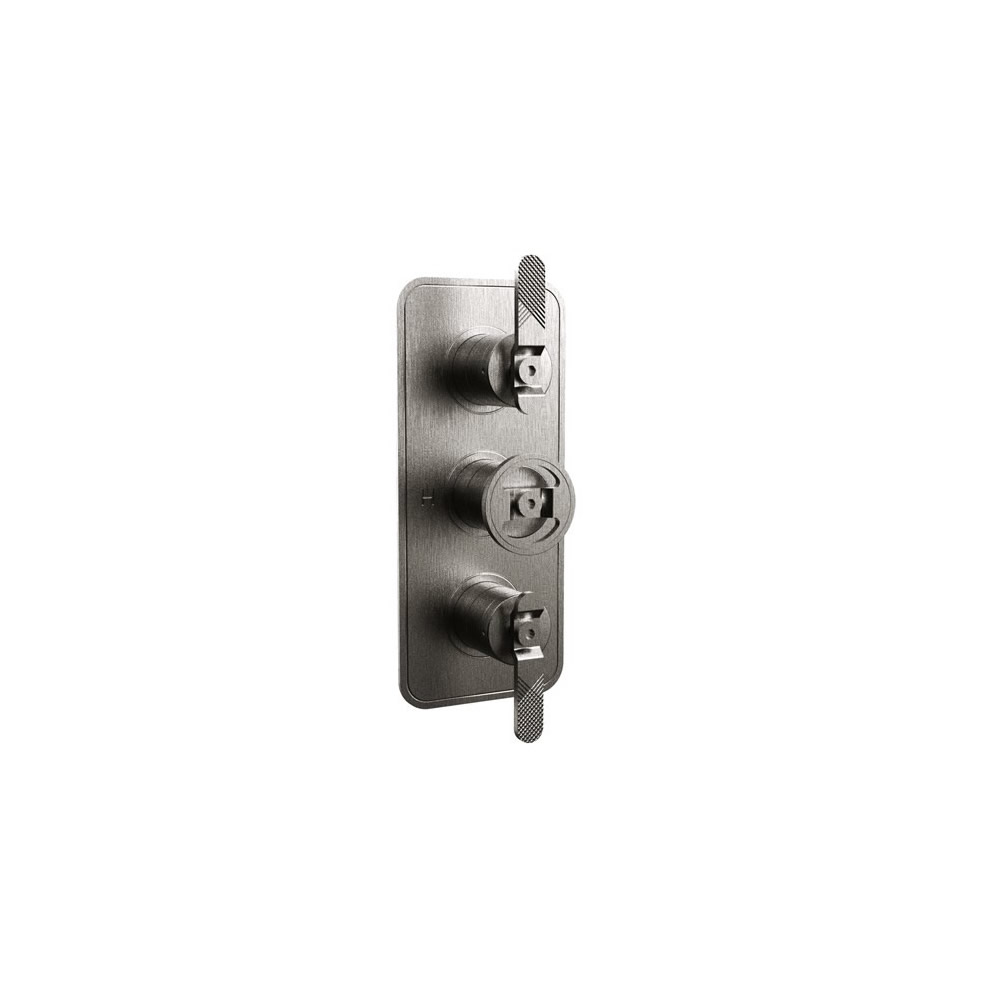 UNION Thermostatic Shower Valve with 3 Way Diverter Lever Control - Brushed Black Chrome