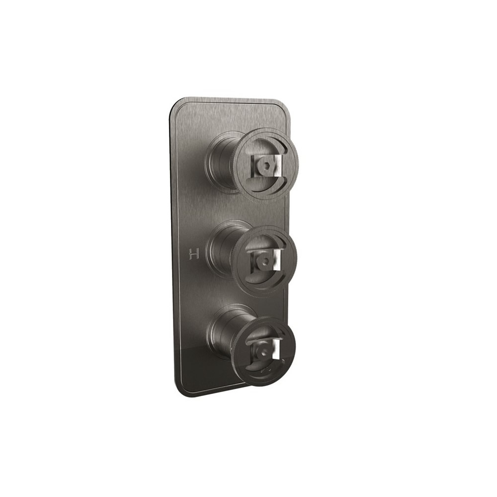 UNION Thermostatic Shower Valve with 3 Way Diverter Wheel Control - Brushed Black Chrome